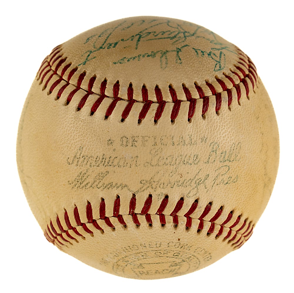 1956 New York Yankees World Champions Team-Signed Baseball with Mickey Mantle - JSA
