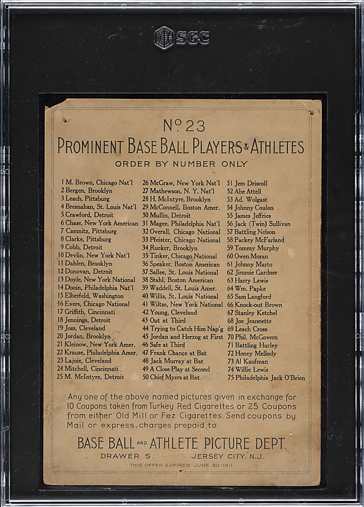 1911 T3 Turkey Red #23 Nap Lajoie SGC POOR 1