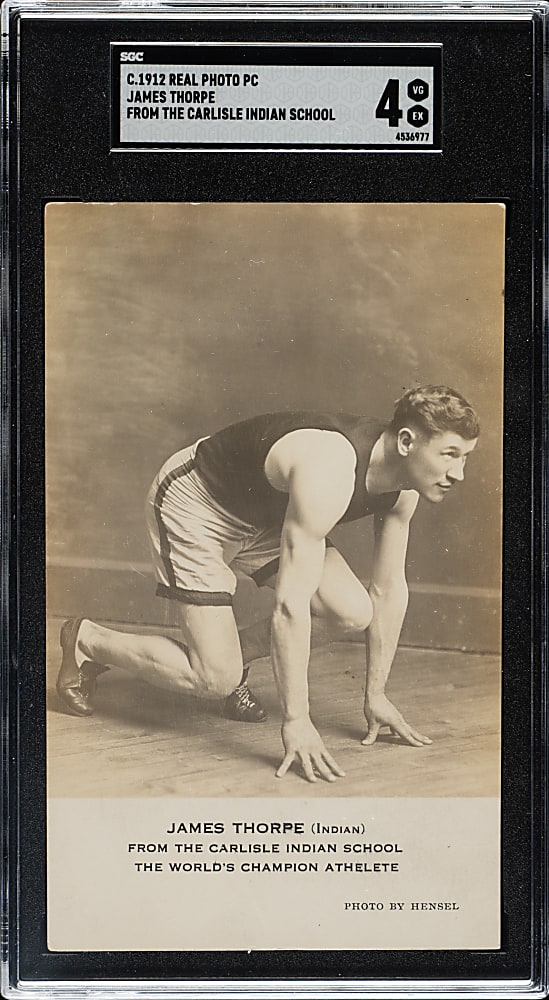 Circa 1912 Jim Thorpe Real-Photo Postcard SGC VG/EX 4
