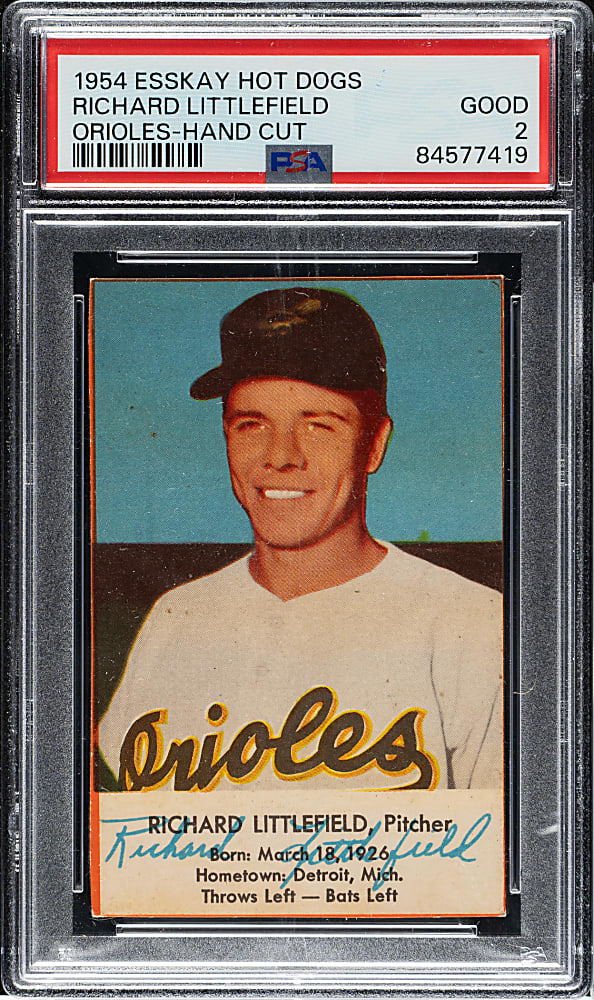 1954 Esskay Hot Dogs Orioles Richard Littlefield PSA GOOD 2 - 1 of 1 - Highest Graded!