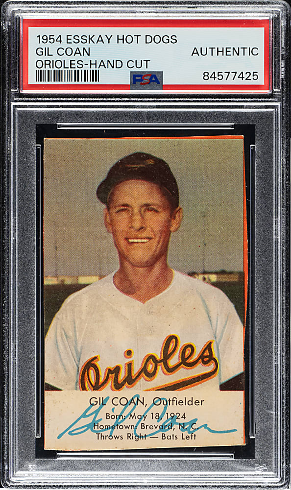 1954 Esskay Hot Dogs Orioles Gil Coan PSA Authentic