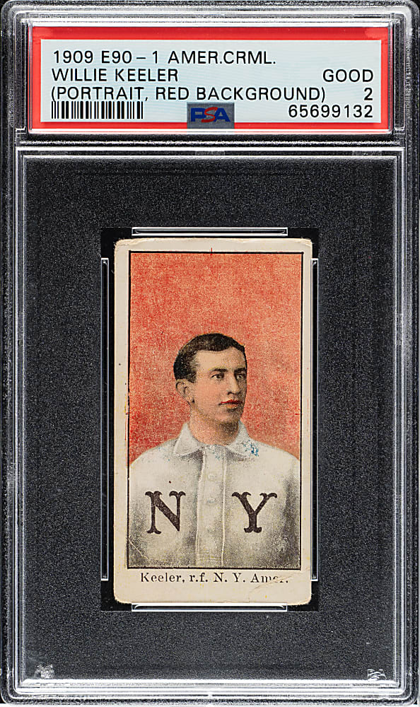 1909-1911 E90-1 American Caramel Willie Keeler Portrait Pink Background PSA GOOD 2