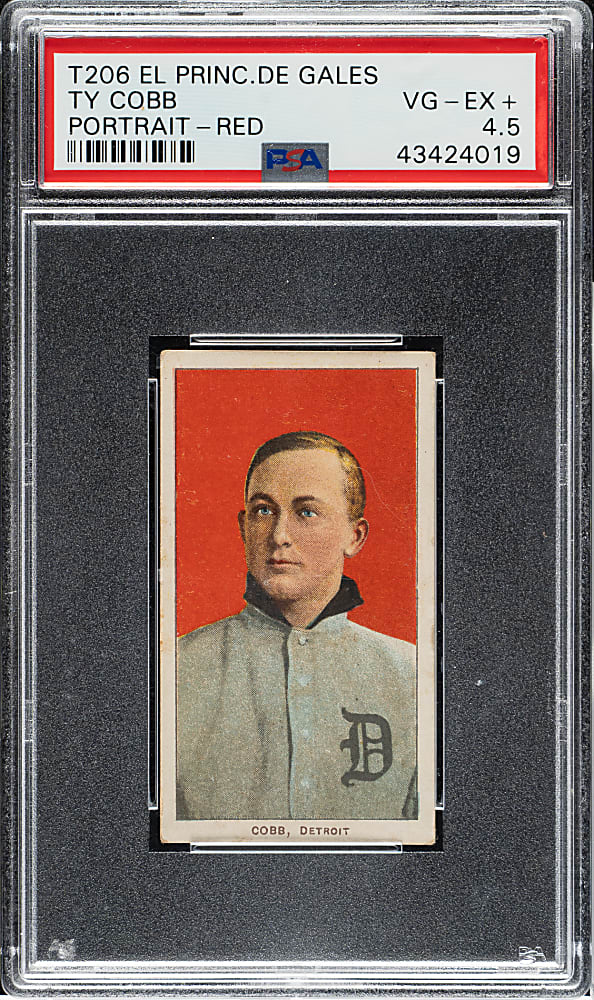 1909-1911 T206 White Border Ty Cobb Portrait Red Background PSA VG-EX+ 4.5 - El Principe De Gales Back