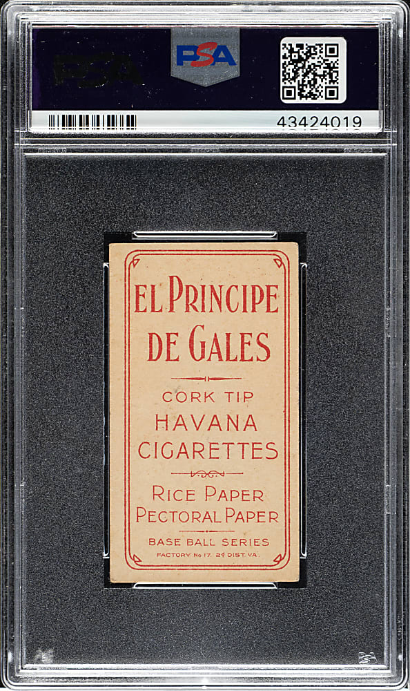1909-1911 T206 White Border Ty Cobb Portrait Red Background PSA VG-EX+ 4.5 - El Principe De Gales Back
