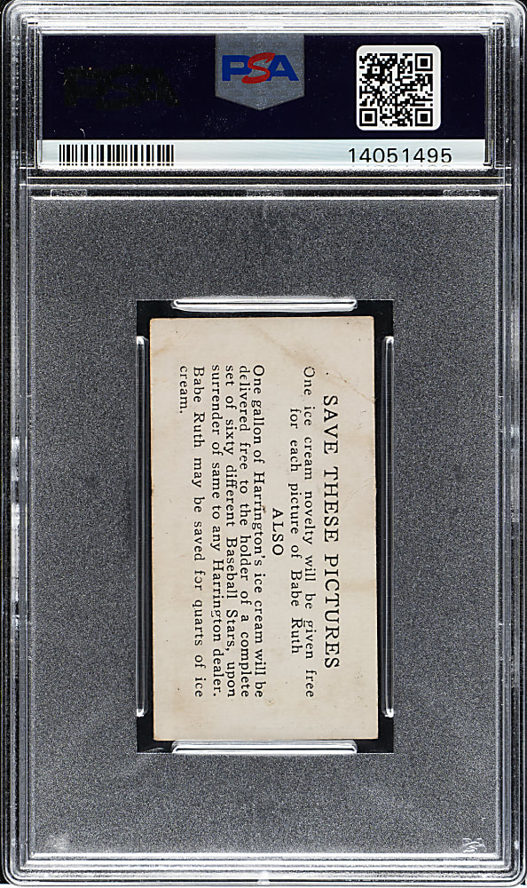 1928 F50 Harrington's Ice Cream #6 Babe Ruth PSA VG-EX 4
