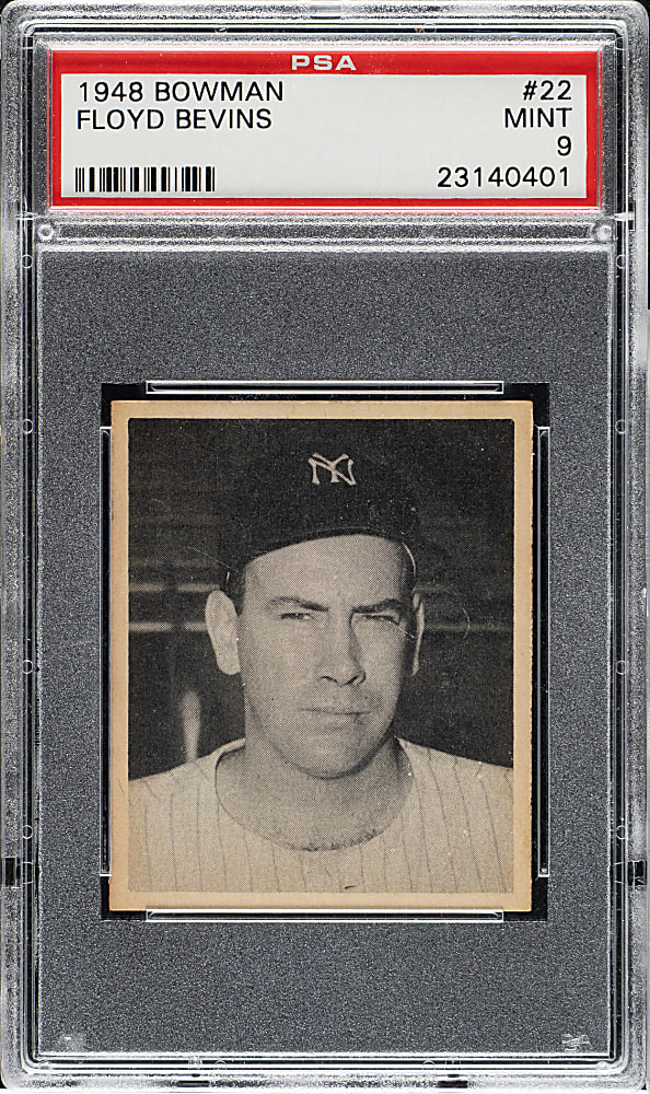 1948 Bowman #22 Floyd Bevens Short Print PSA MINT 9 - Highest Graded!