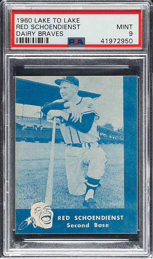 1960 Lake to Lake Dairy Milwaukee Braves Red Schoendienst PSA MINT 9