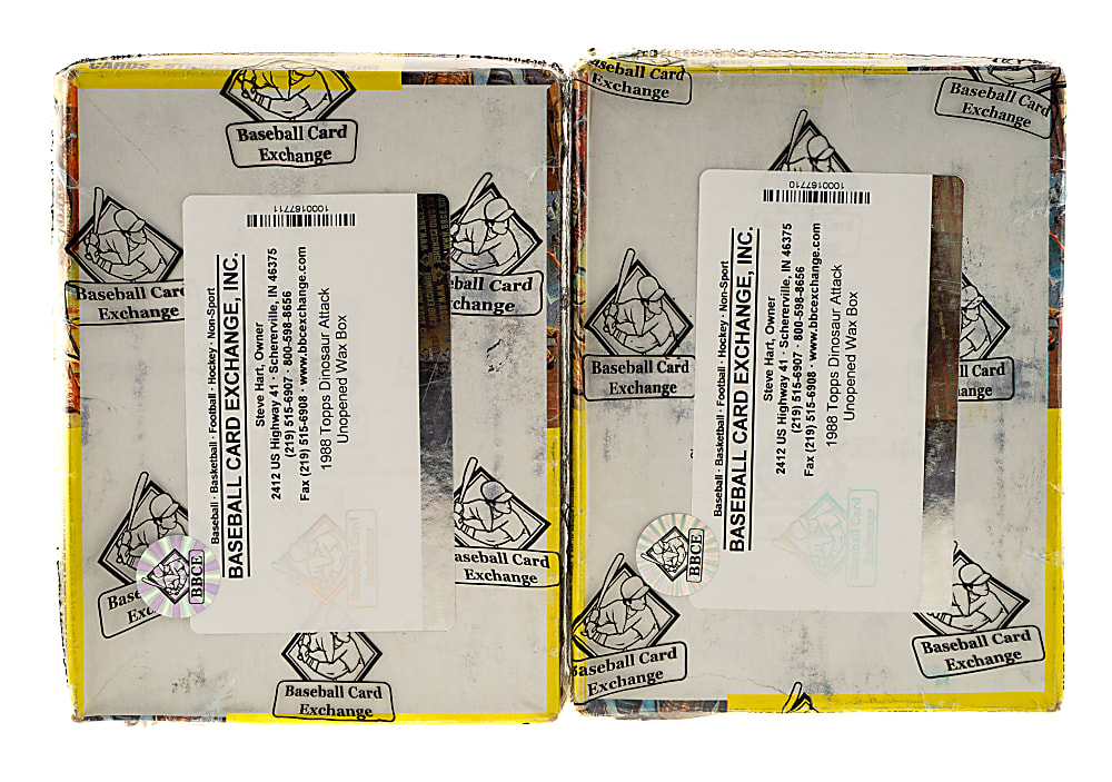 1988 Topps "Dinosaurs Attack" Unopened Wax Box Pair (2 Boxes, 96 Packs) - BBCE