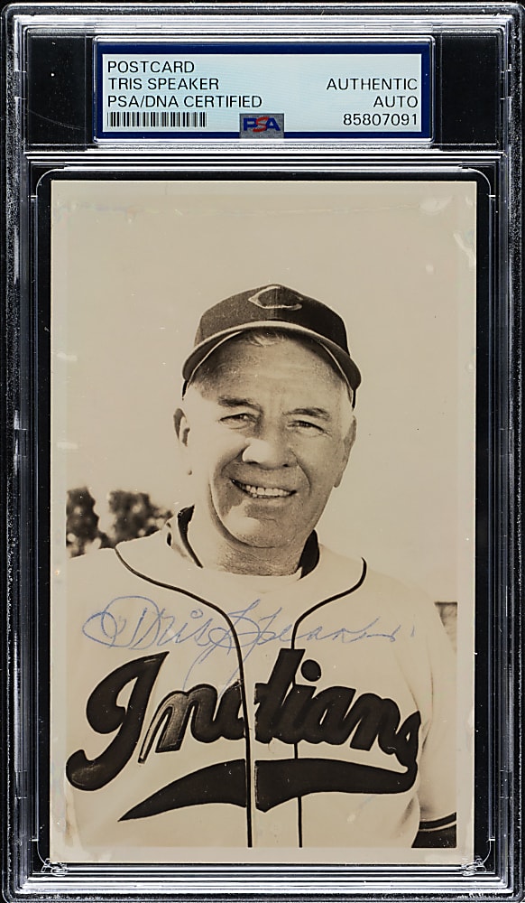 Tris Speaker Signed Real-Photo Postcard - PSA/DNA