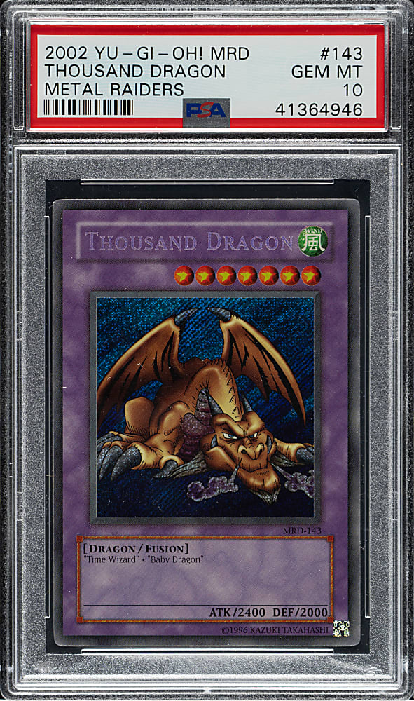2002 Yu-Gi-Oh! Metal Raiders #143 Thousand Dragon Secret Rare Holographic PSA GEM MINT 10