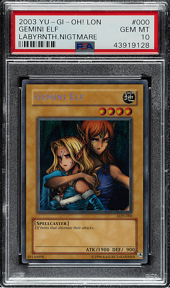 2003 Yu-Gi-Oh! Labrynth of Nightmare #000 Gemini Elf Secret Rare Holographic PSA GEM MINT 10