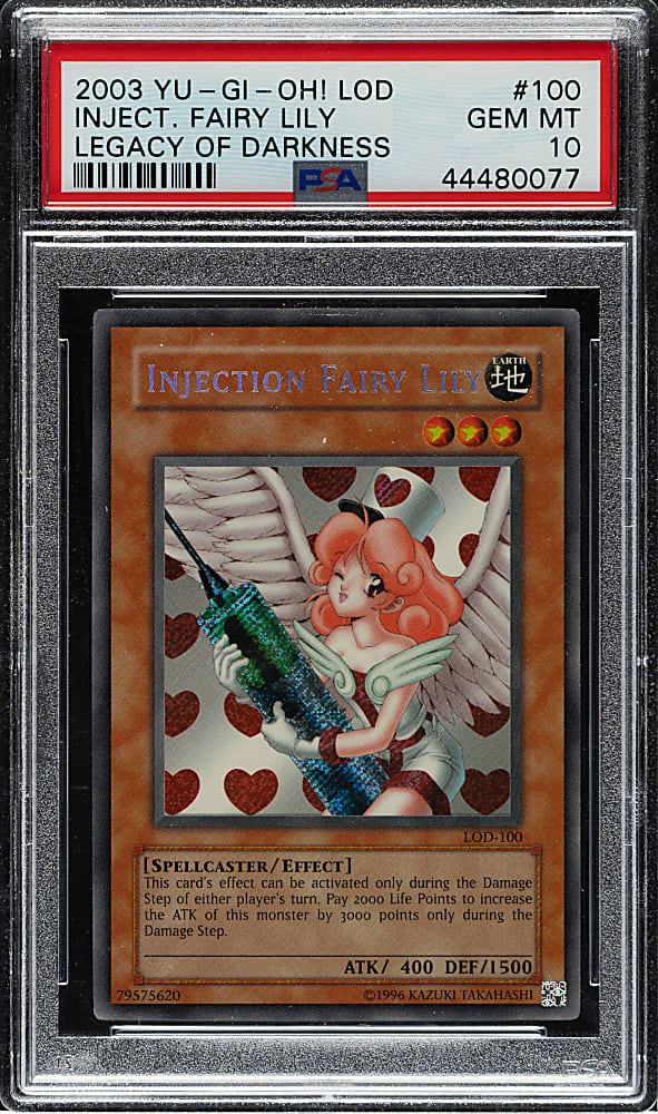 2003 Yu-Gi-Oh! Legacy of Darkness #100 Injection Fairy Lily Secret Rare Holographic PSA GEM MINT 10