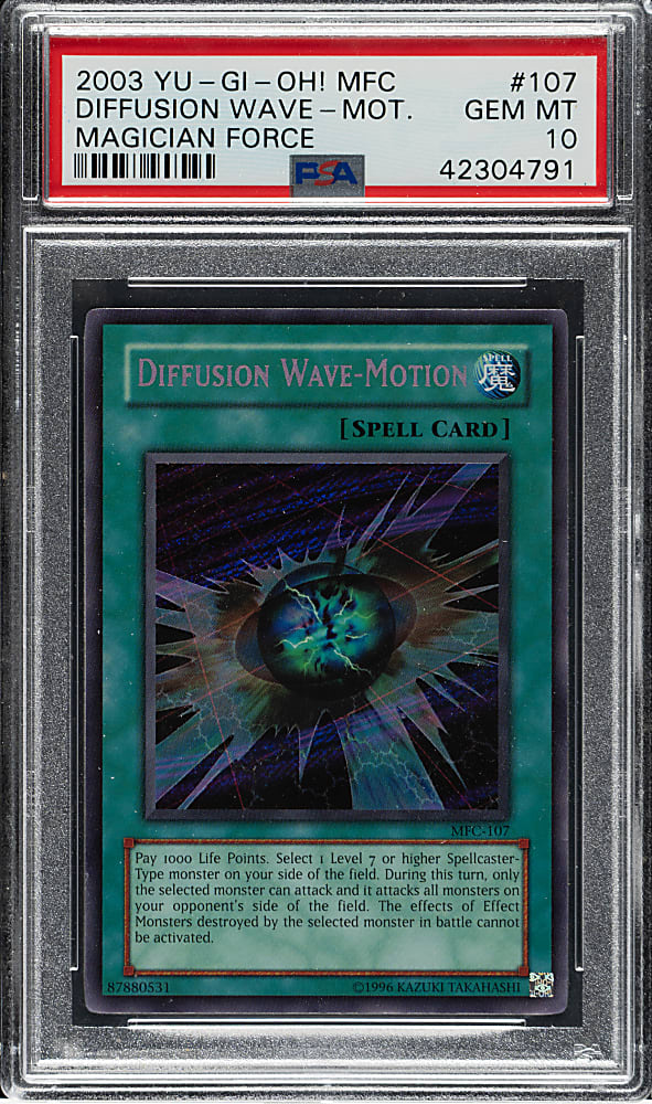 2003 Yu-Gi-Oh! Magicians's Force #107 Diffusion Wave Motion Secret Rare Holographic PSA GEM MINT 10
