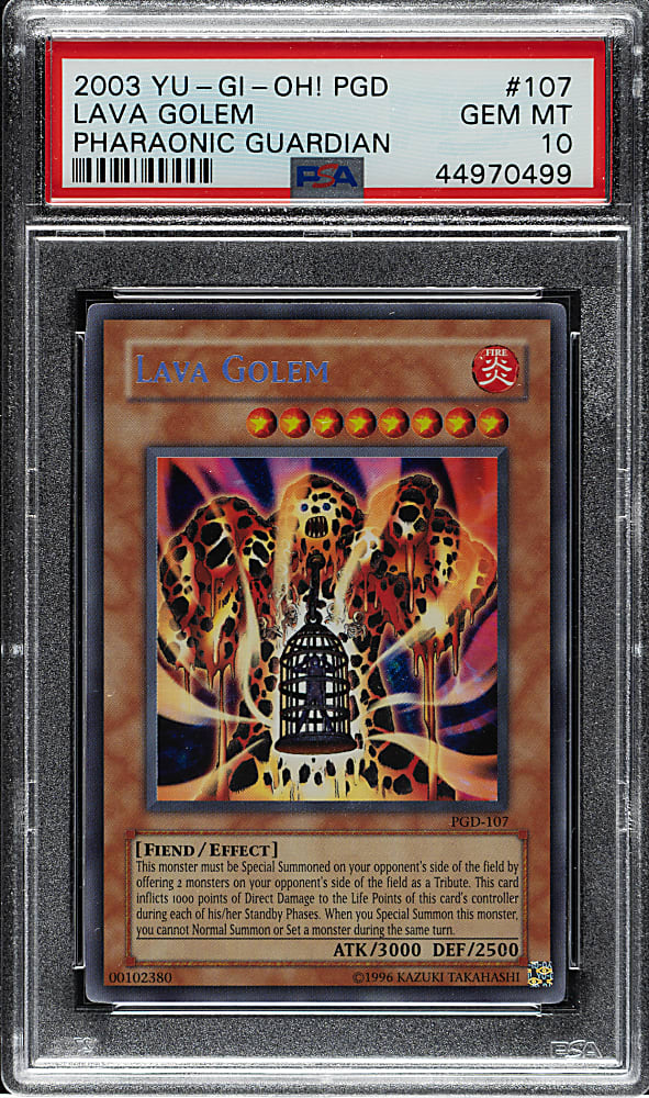 2003 Yu-Gi-Oh! Pharaonic Guardian #107 Lava Golem Secret Rare Holographic PSA GEM MINT 10