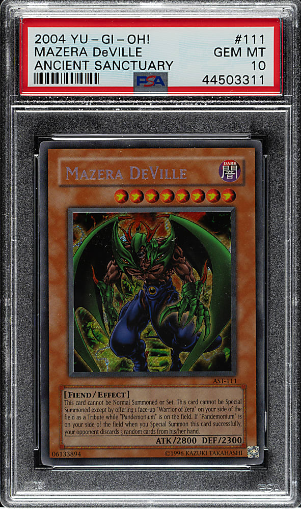 2004 Yu-Gi-Oh! Ancient Sanctuary #111 Mazera DeVille Secret Rare Holographic PSA GEM MINT 10