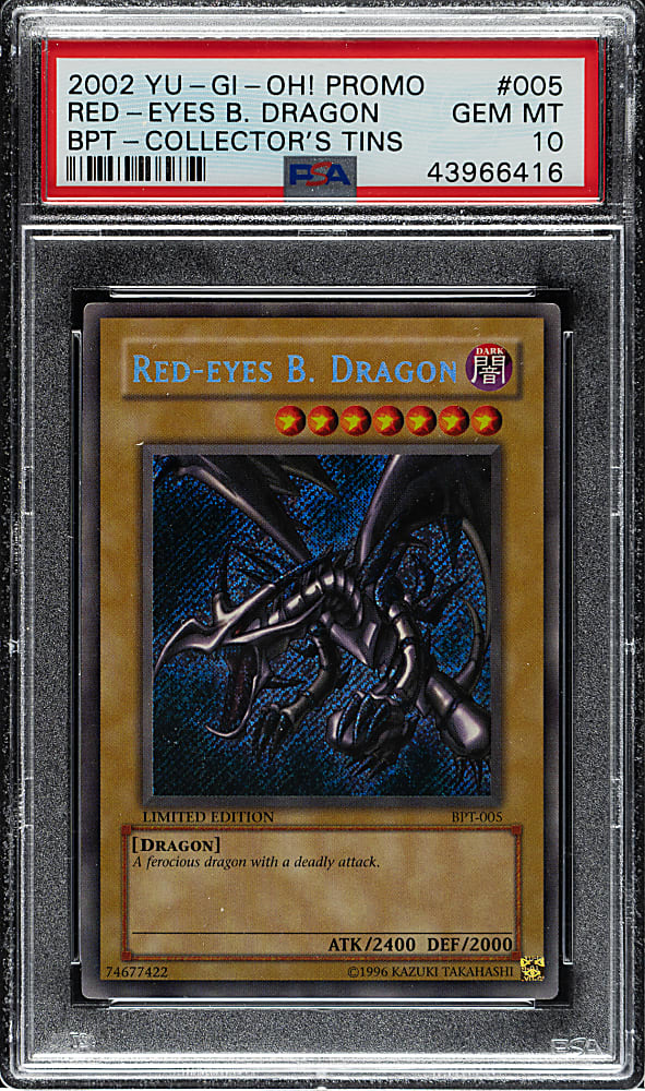 2002 Yu-Gi-Oh! BPT-Collector's Tin Promo #005 Red Eyes B. Dragon Secret Rare Holographic PSA GEM MINT 10