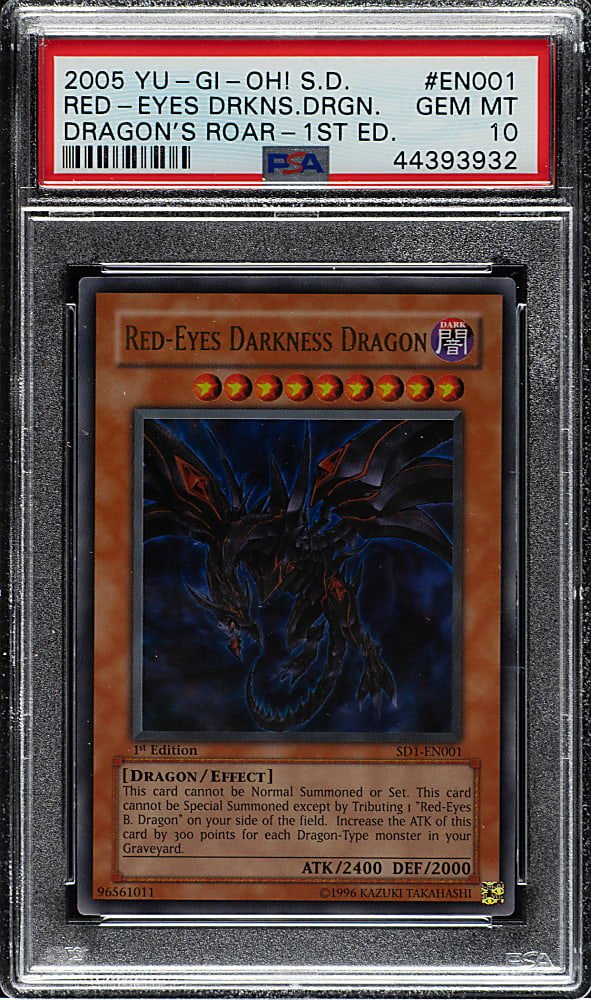 2005 Yu-Gi-Oh! Structure Deck Dragon's Roar 1st Edition #SD1-EN001 Red Eyes Darkness Dragon Ultra Rare Holographic PSA GEM MINT 10