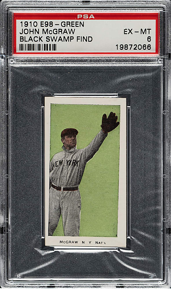 1910 E98 Anonymous "Set of 30" John McGraw PSA EX-MT 6 - Green Background - Black Swamp Find