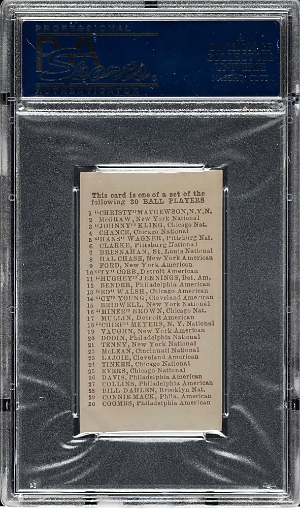 1910 E98 Anonymous "Set of 30" John McGraw PSA EX-MT 6 - Green Background - Black Swamp Find