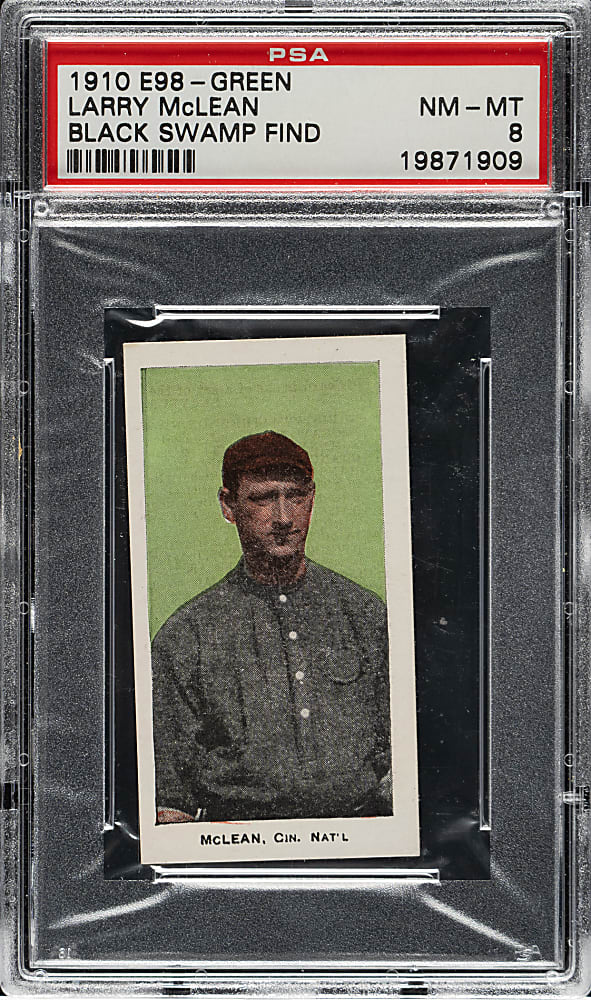 1910 E98 Anonymous "Set of 30" Larry McLean PSA NM-MT 8 - Green Background - Black Swamp Find - Highest Graded!