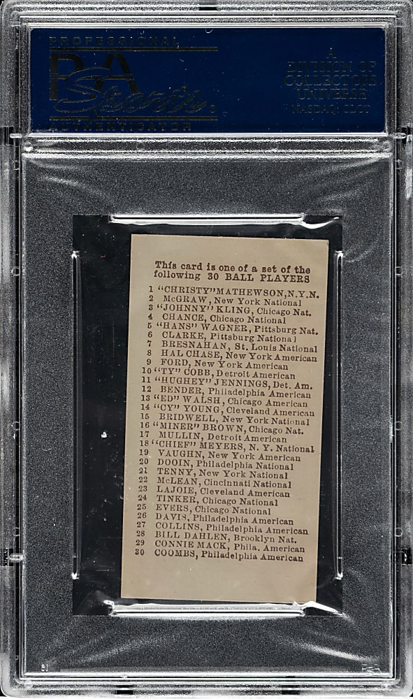 1910 E98 Anonymous "Set of 30" Larry McLean PSA NM-MT 8 - Green Background - Black Swamp Find - Highest Graded!