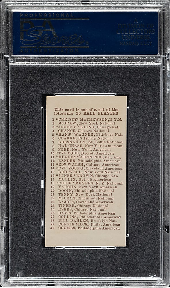 1910 E98 Anonymous "Set of 30" Harry Davis PSA NM-MT 8 - Green Background - Black Swamp Find - 1 of 3 - Highest Graded!