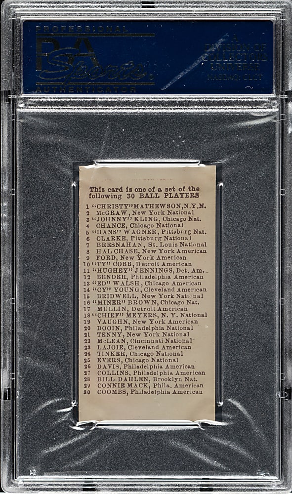 1910 E98 Anonymous "Set of 30" Russ Ford PSA NM-MT 8 - Red Background - Black Swamp Find