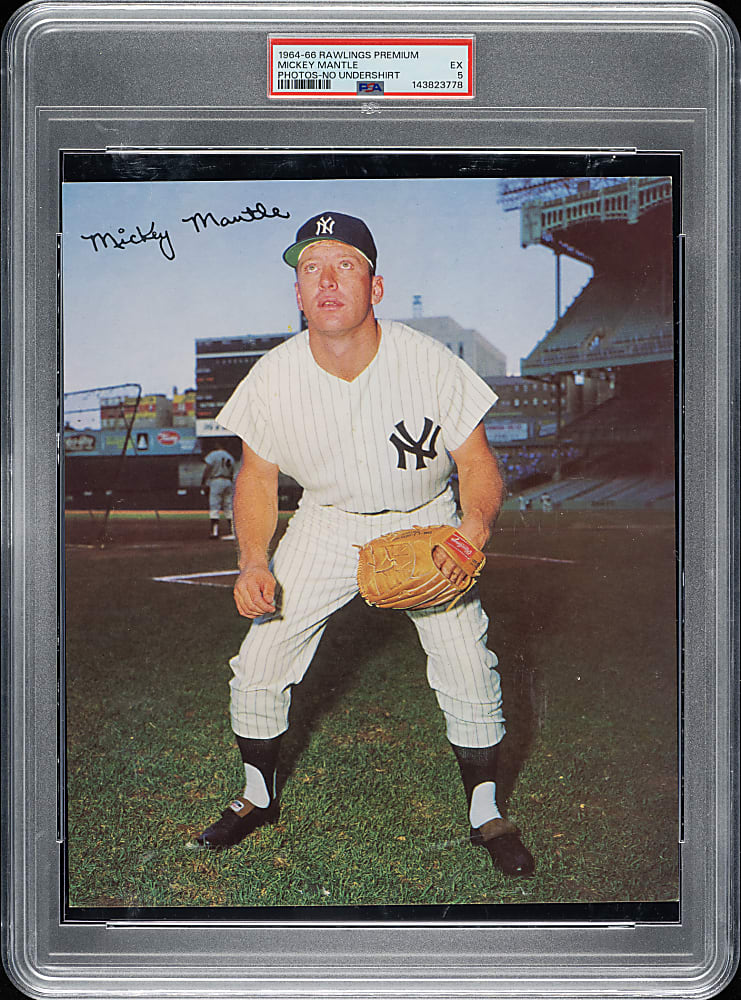 1964-1966 Rawlings Premium Photos Mickey Mantle No Undershirt PSA EX 5