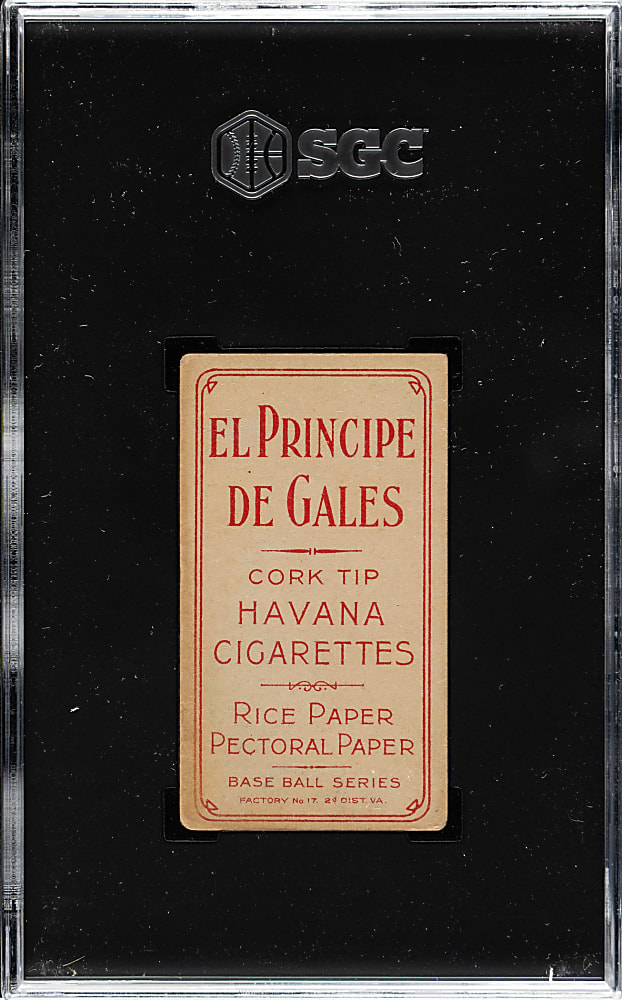 1909-1911 T206 White Border Hal Chase Portrait Pink Background SGC GOOD 2 - El Principe De Gales Back