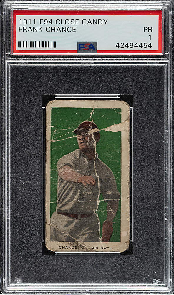 1911 E94 George Close Candy Frank Chance PSA POOR 1 - Green Background