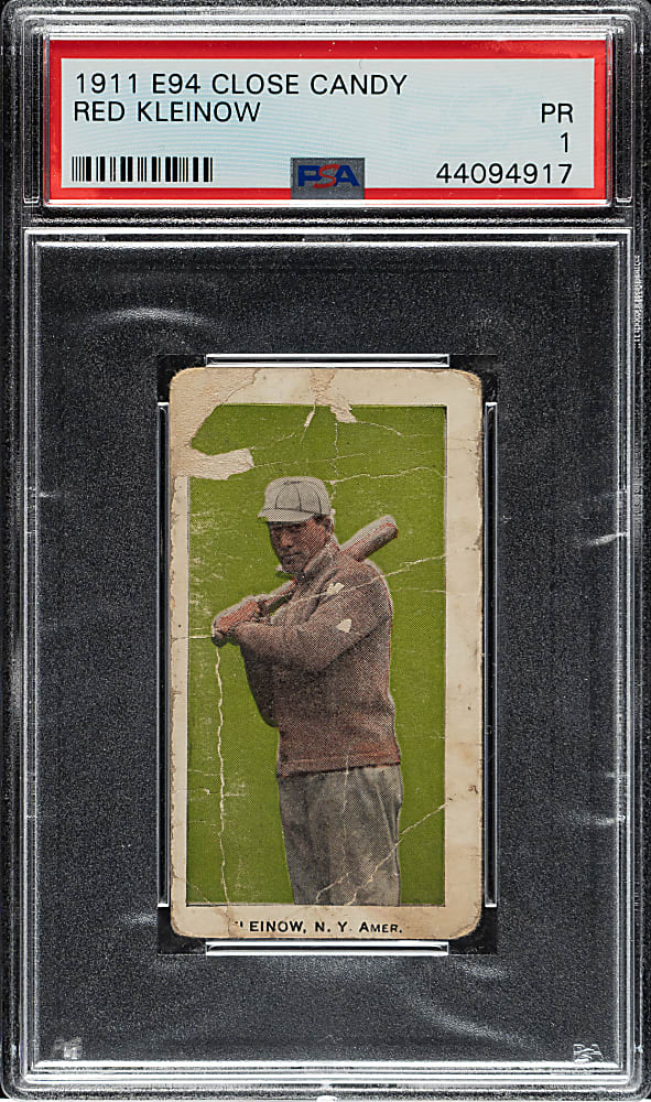 1911 E94 George Close Candy Red Kleinow PSA POOR 1 - Olive Background