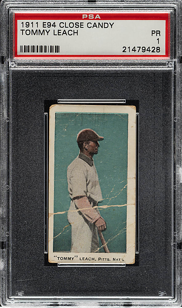 1911 E94 George Close Candy Tommy Leach PSA POOR 1 - Blue Background