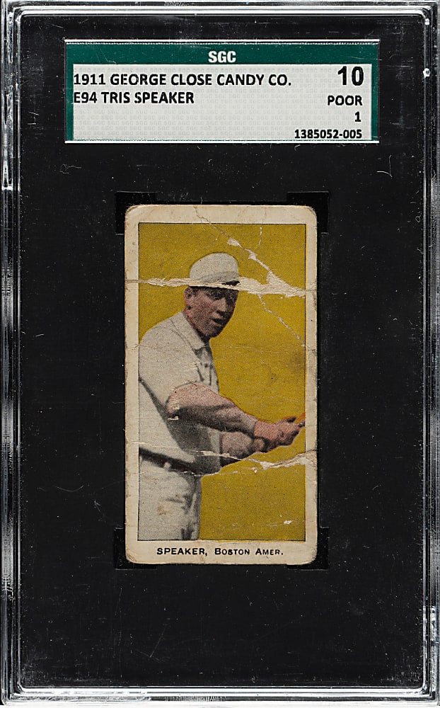 1911 E94 George Close Candy Tris Speaker SGC POOR 10 - Gold Background