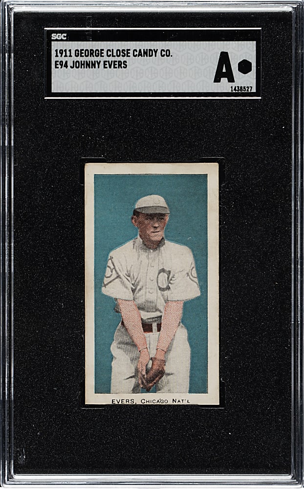 1911 E94 George Close Candy Johnny Evers SGC Authentic - Blue Background