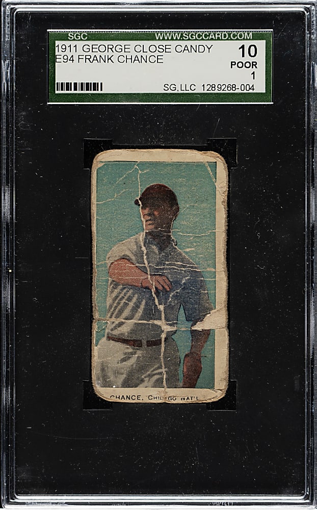 1911 E94 George Close Candy Frank Chance SGC POOR 10 - Blue Background