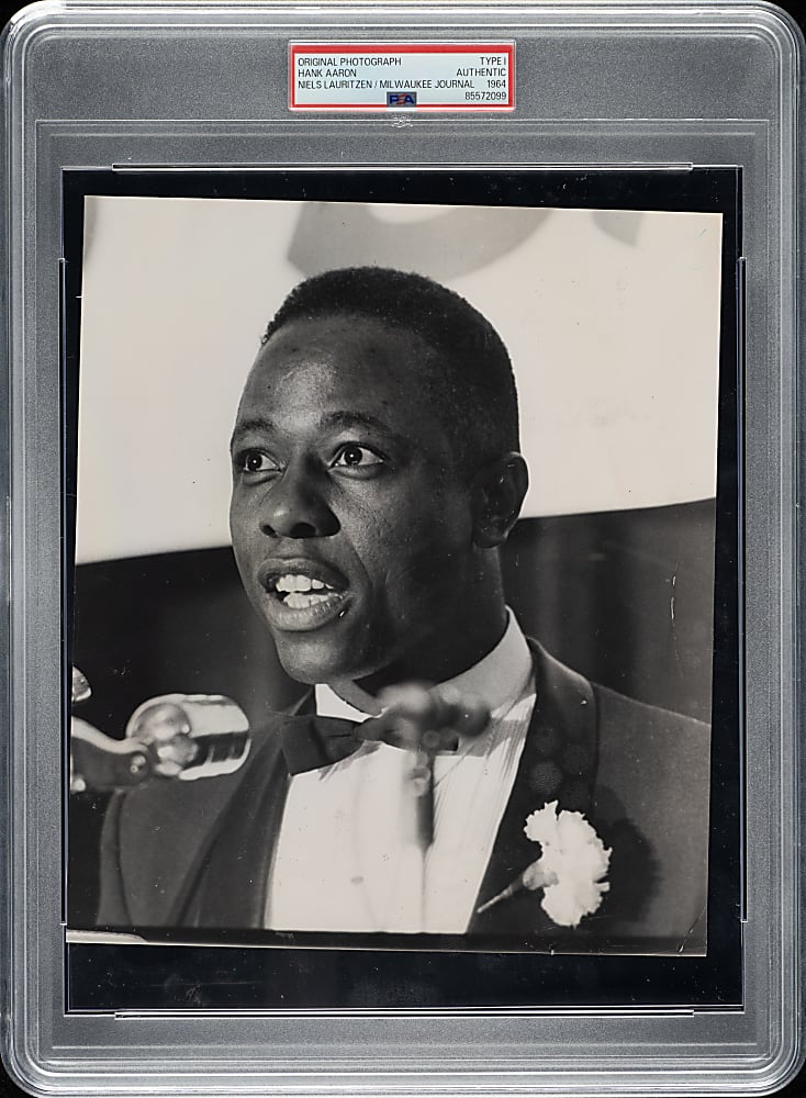 1964 Hank Aaron Awards Dinner Original Niels Lauritzen Milwaukee Journal Photograph PSA/DNA Type I