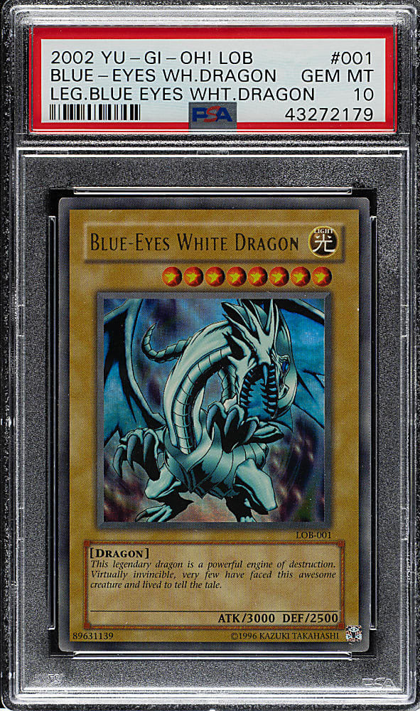 2002 Yu-Gi-Oh! Legend of Blue Eyes White Dragon #001 Blue-Eyes White Dragon Ultra Rare Holographic PSA GEM MINT 10