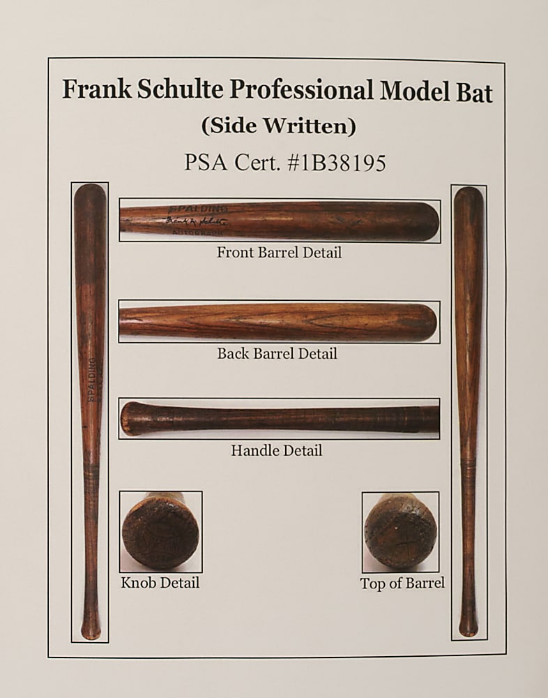 1912-1925 Frank Schulte Chicago Cubs/Pittsburgh Pirates Game-Used Bat (Factory Side Written) - PSA/DNA