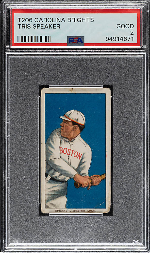 1909-1911 T206 White Border Tris Speaker Rookie PSA GOOD 2 - Carolina Brights Back