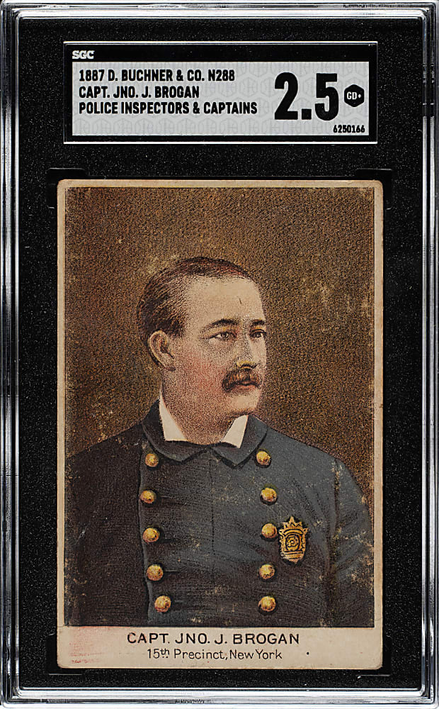 1887 N288 Buchner Gold Coin "Police Inspectors & Captains and Chiefs of the Fire Dept." Captain JNO. J. Brogan SGC GOOD+ 2.5 - The ONLY SGC-Graded Example!