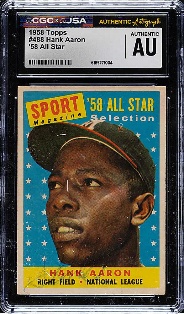 Signed 1958 Topps #488 Hank Aaron All-Star - CGC/JSA