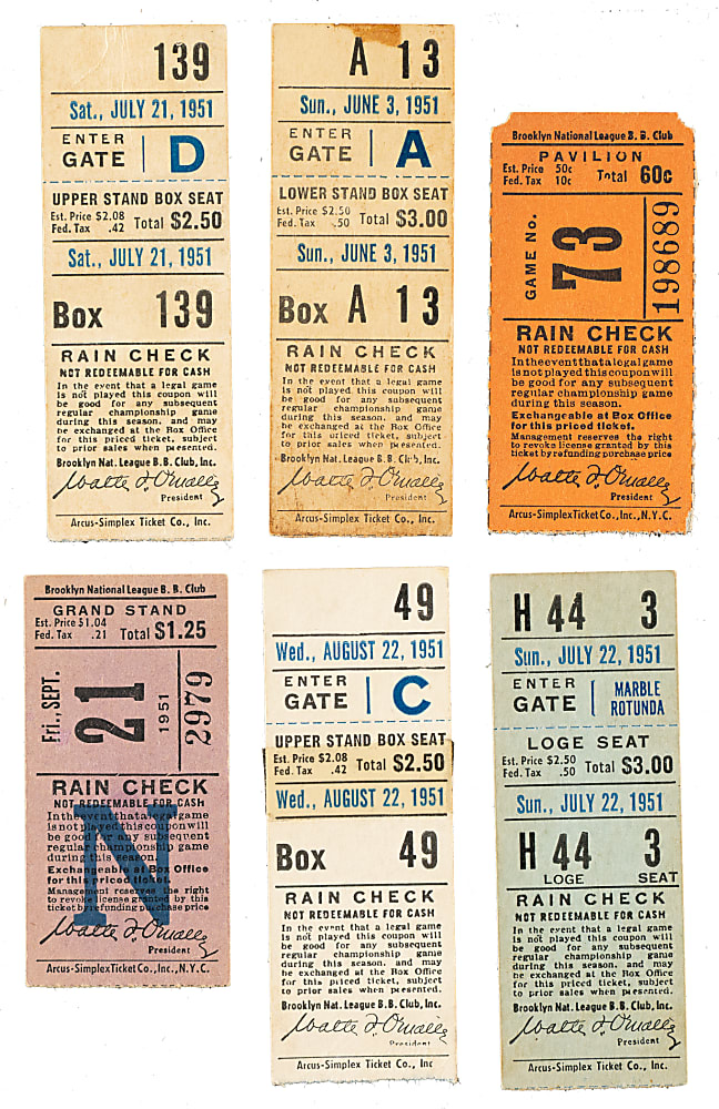 1951 Brooklyn Dodgers Ebbets Field Ticket Stub Collection (18) - All Games Featuring Jackie Robinson!