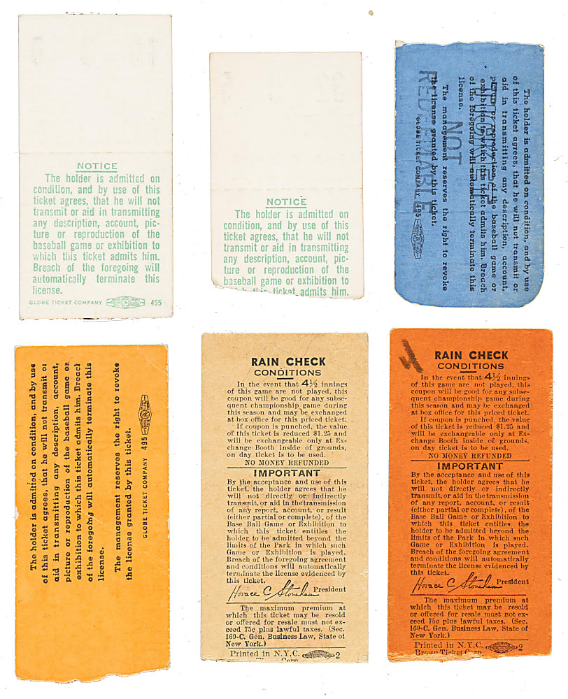 1952 Brooklyn Dodgers Road-Game Ticket Stub Collection (11) - All Games Featuring Jackie Robinson!