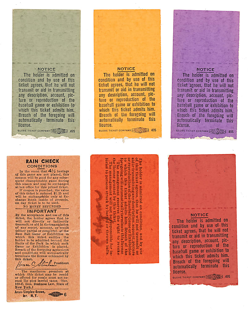 1953 Brooklyn Dodgers Road-Game Ticket Stub Collection (10) - All Games Featuring Jackie Robinson!