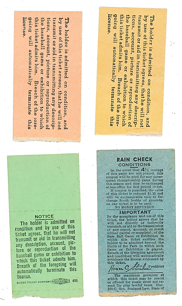1953 Brooklyn Dodgers Road-Game Ticket Stub Collection (10) - All Games Featuring Jackie Robinson!