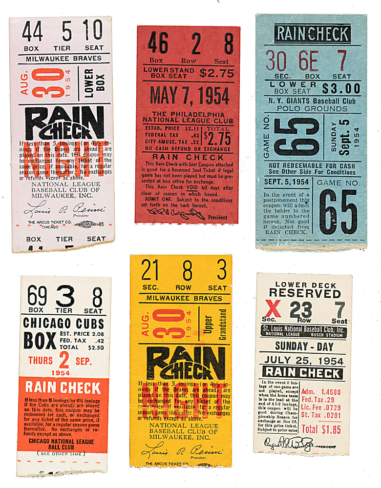 1954 Brooklyn Dodgers Road-Game Ticket Stub Collection (12) - All Games Featuring Jackie Robinson!