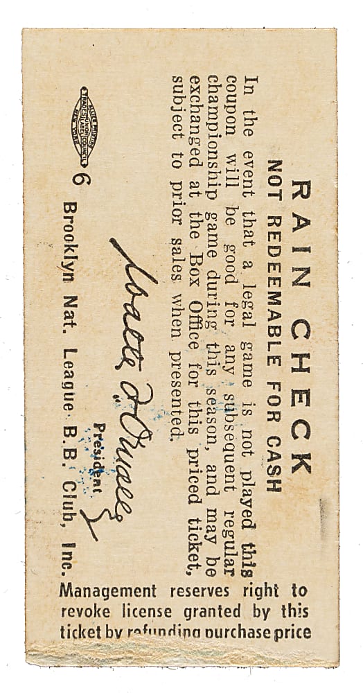 August 4, 1954 Brooklyn Dodgers (vs. St. Louis Cardinals) Ticket Stub - Jackie Robinson Walk-Off Home Run