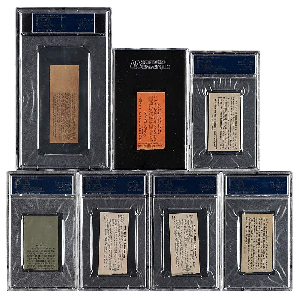 1950 to 1956 Hall of Fame Home Run PSA- and SGC-Graded Ticket Stub Collection (7) Including Campanella, Snider, and Hodges
