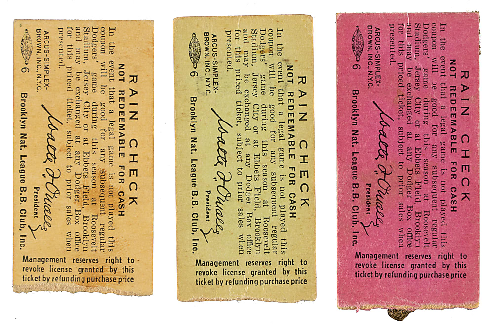 1956 and 1957 Brooklyn Dodgers Ticket Stub Trio - Games Played in Jersey City - Frank Robinson and Duke Snider Home Runs