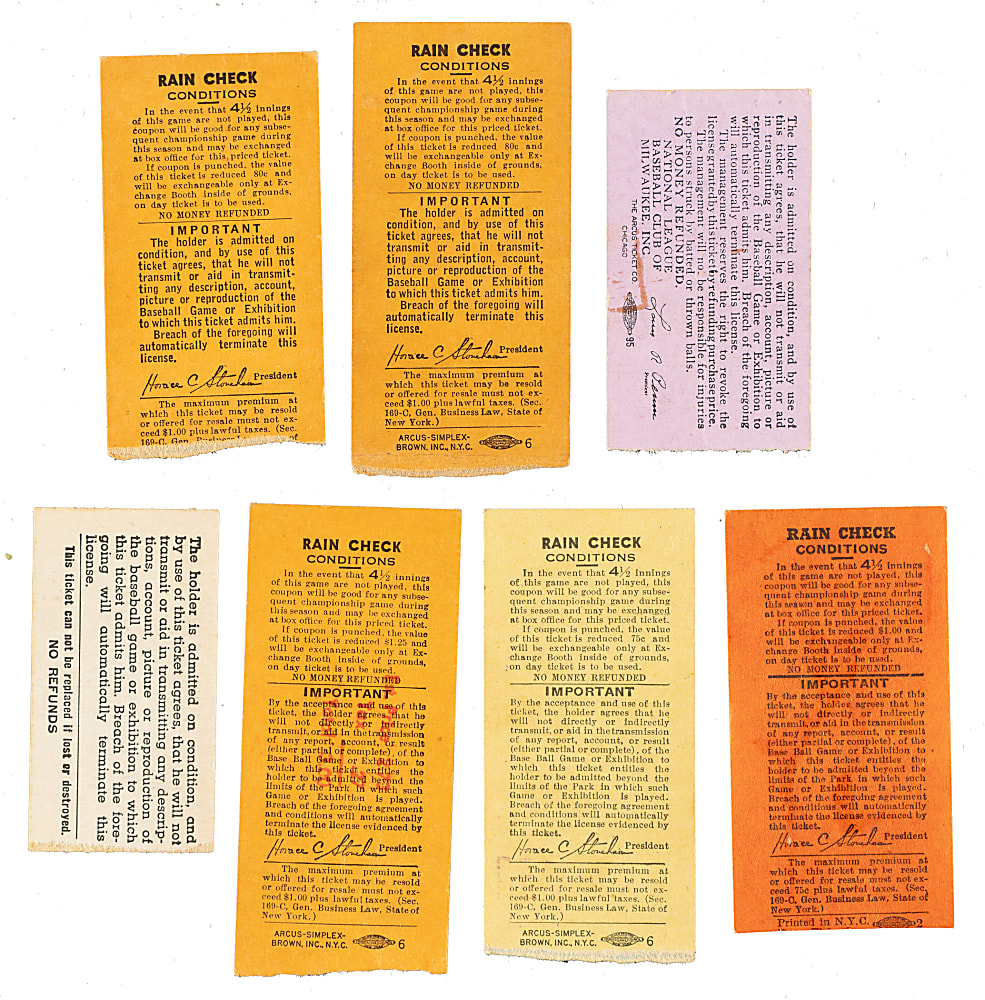 1950 to 1956 Hall of Fame Home Run Ticket Stub Collection (11) Including Aaron, Campanella, Mays, and Snider